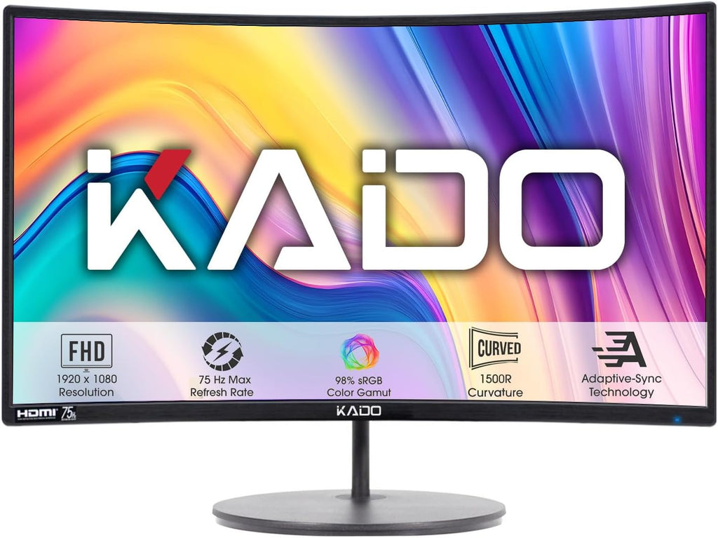 Kado Dual Monitor Setup - 2-Pack 27' Curved 1920x1080 Computer Monitor 1500R 75Hz VESA Mount HDMI Office Gaming Hybrid Built-in Speakers (C27X Dual Series)