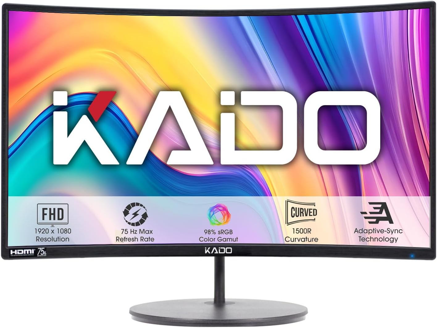Kado Dual Monitor Setup - 2-Pack 27' Curved 1920x1080 Computer Monitor 1500R 75Hz VESA Mount HDMI Office Gaming Hybrid Built-in Speakers (C27X Dual Series)