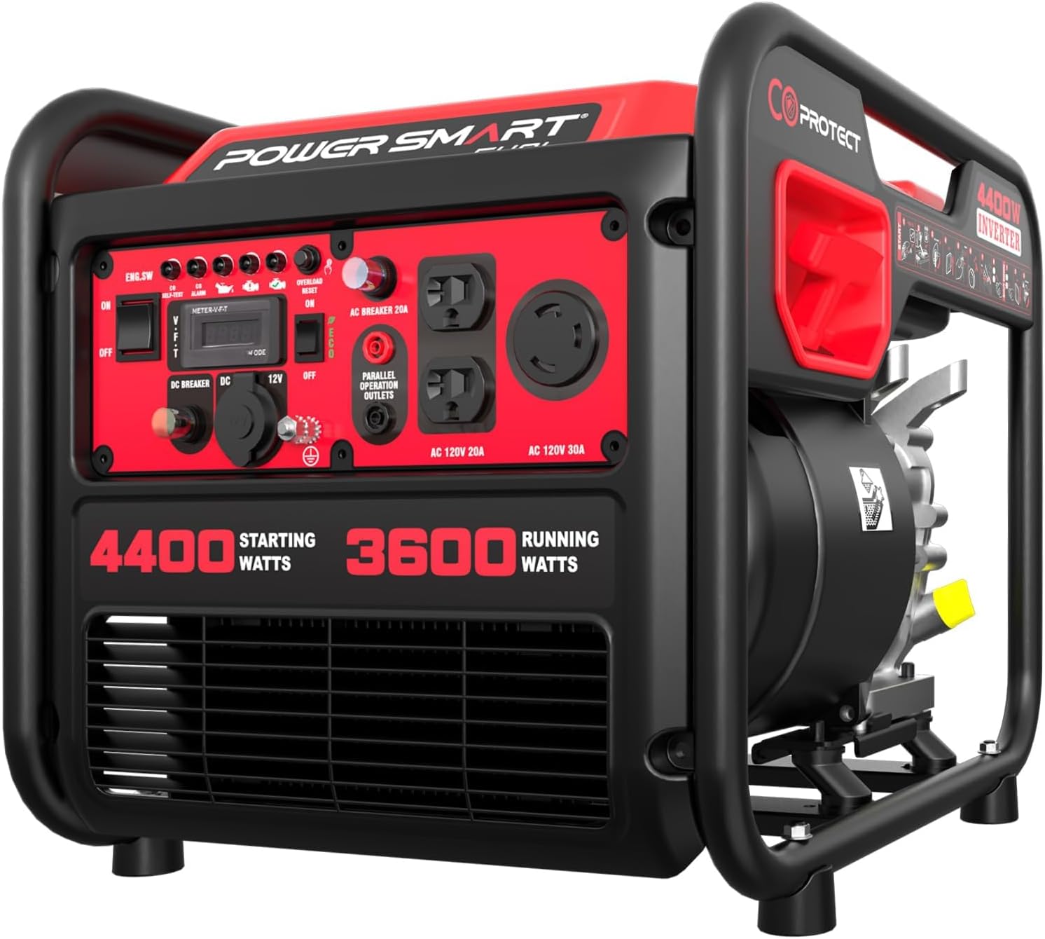 4400-Watt Portable Inverter Generator, Gas Powered, CO-Sensor, Lightweight & Quiet for Home Use and Emergency Backup, Camping, EPA Compliant