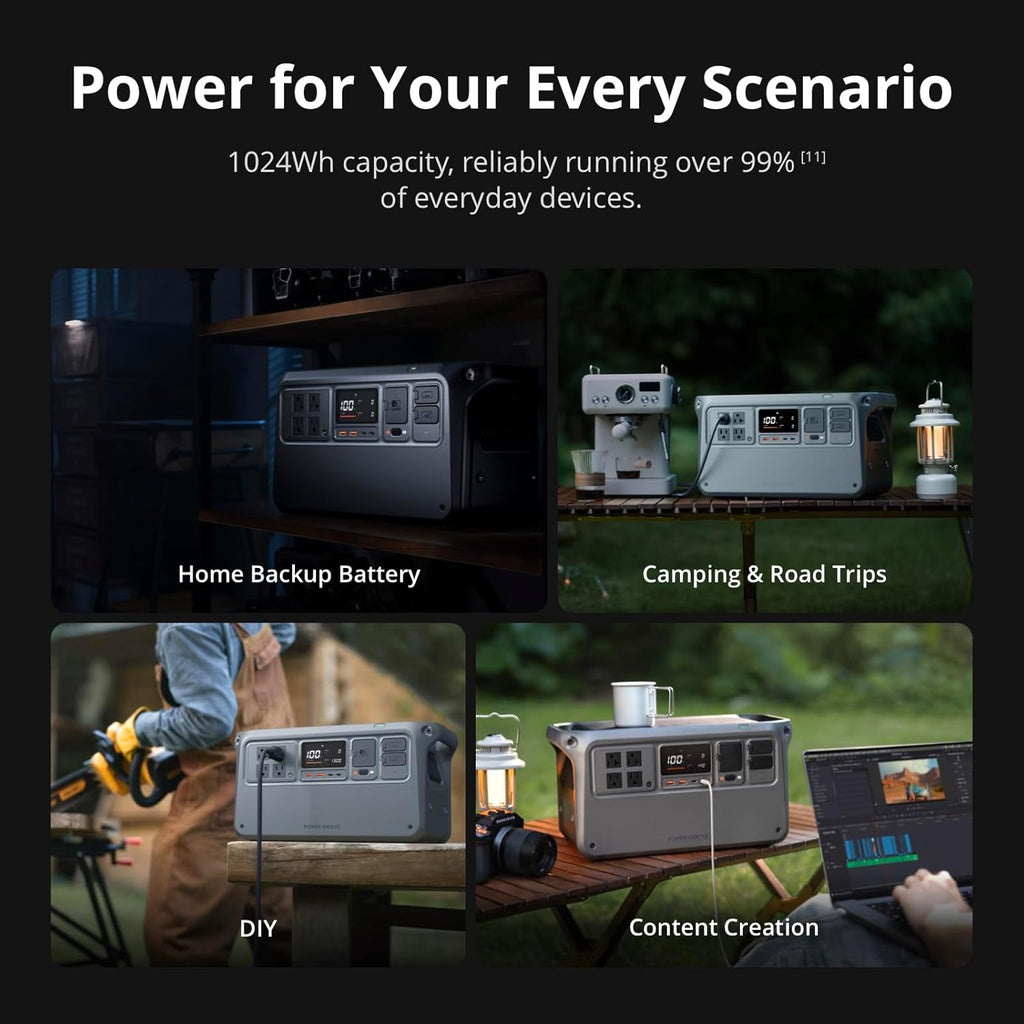 DJI Power 1000 V2 Portable Power Station with Protective Storage Bag, 1024Wh LFP Battery, Compact Size, 2600W Stable Output, 0-80% Recharge in 37 Mins, Electric Generator for Home, Camping, Off-Grid