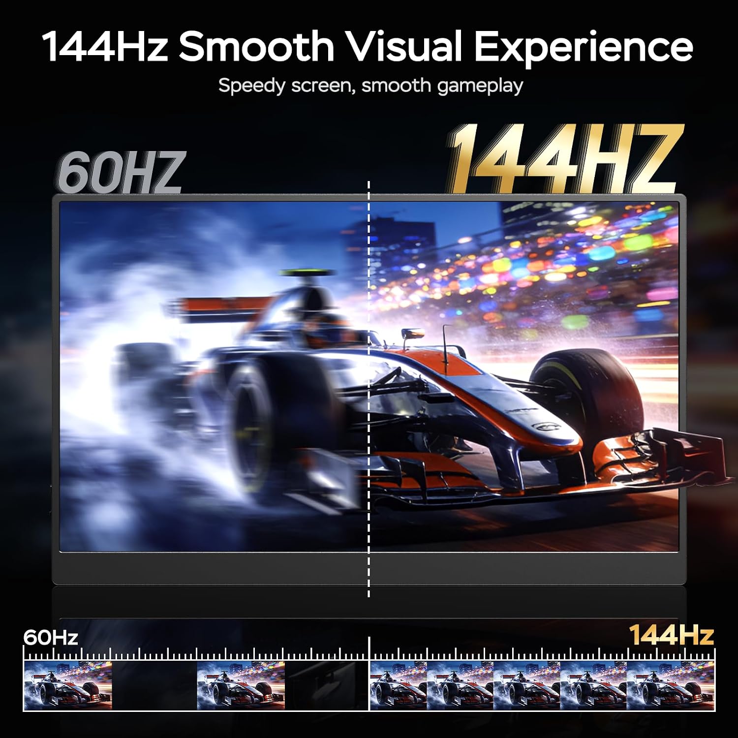 Yxk 17.3' Portable Monitor 1080P 144Hz IPS HDR | Travel Display for PC/Mac/Phone/Console/Laptop | Smart Cover & Speakers