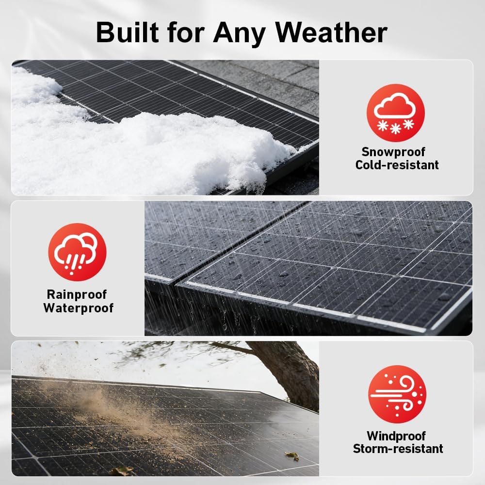 DOKIO 400W 31V Mono Solar Panel - Works for 12V/24V Systems, Equipped with 9.84ft MC4 Wiring, Perfect for Gardens, Courtyards, Greenhouses, Sheds, Terraces & Off-Grid Battery Charging