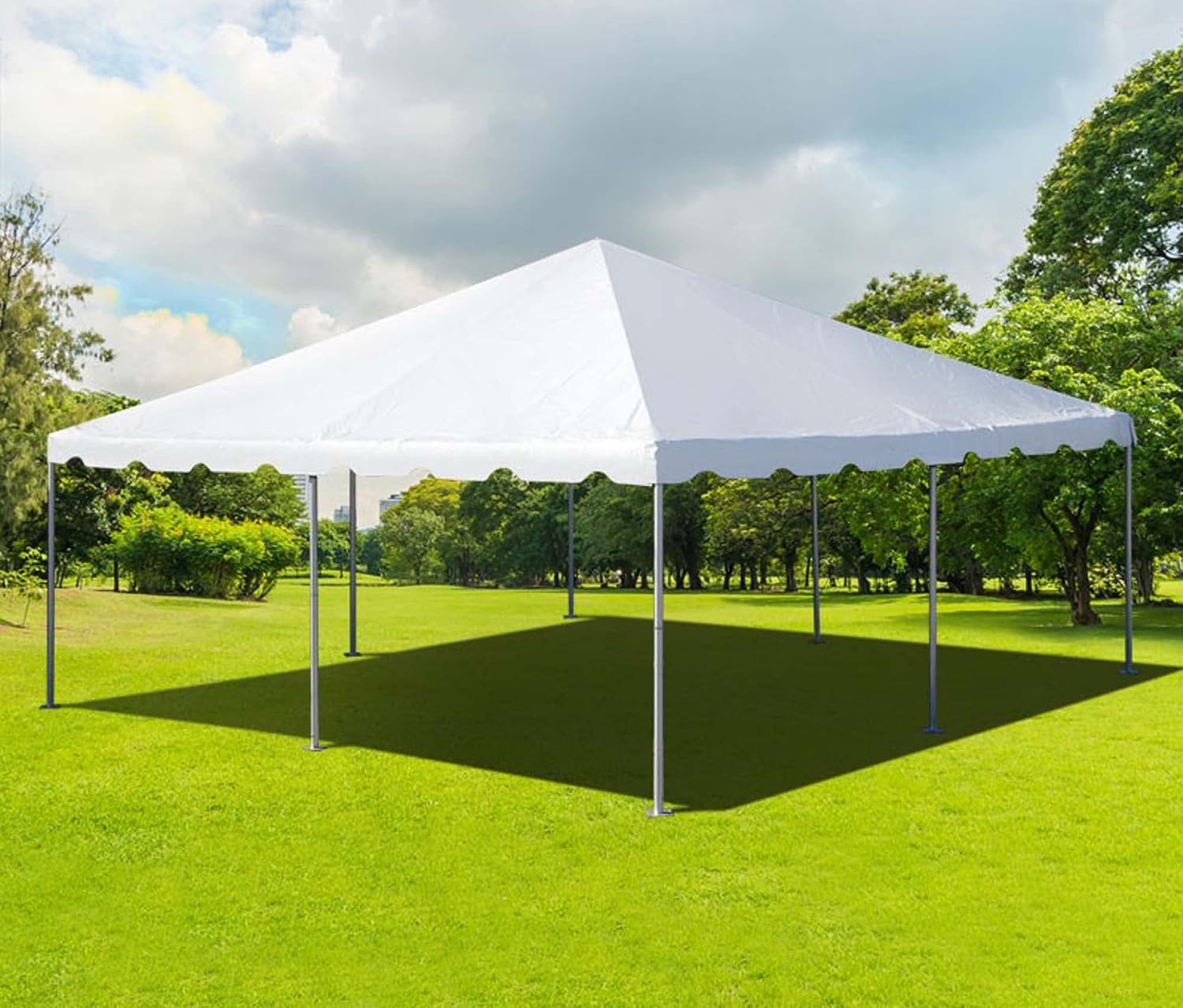 Party Tents Direct 20x20 Canopy Tent, West Coast Steel Frame, White Heavy Duty Waterproof PVC Vinyl Event Tent Pavilion Gazebo for Weddings, Parties and Outdoor Events