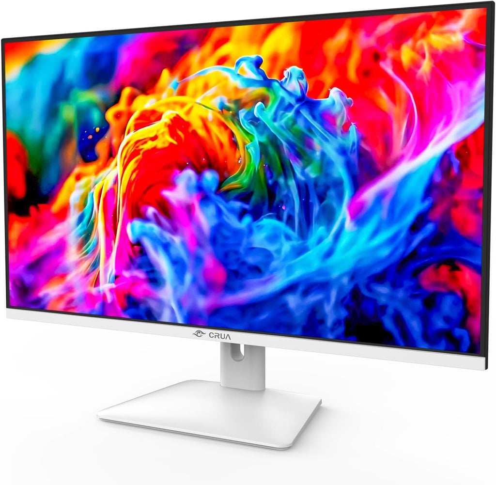 CRUA 32Inch White Monitor, QHD (2560X1440P), 75Hz Computer Monitor, IPS Screen, 120% sRGB, Support AMD FreeSync, Blue Light Filter, HDMI & DP, Built-in Speakers, Wall Mount Installation (75mm*75mm)