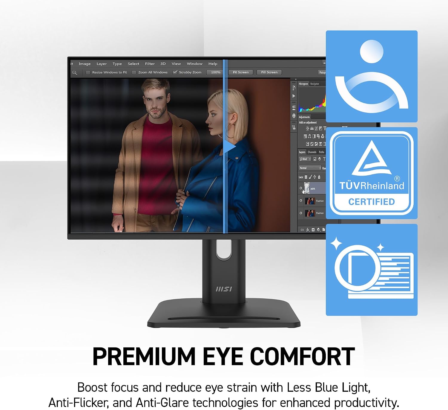 msi PRO MP272 E14C 27-inch IPS 1920 x 1080 (FHD) Office Monitor, 144Hz, Free-Synch, HDMI, Type C (15W Power Delivery), VESA Mountable, Tilt, Speaker, 4-Side Slim Bezel 1ms, Black
