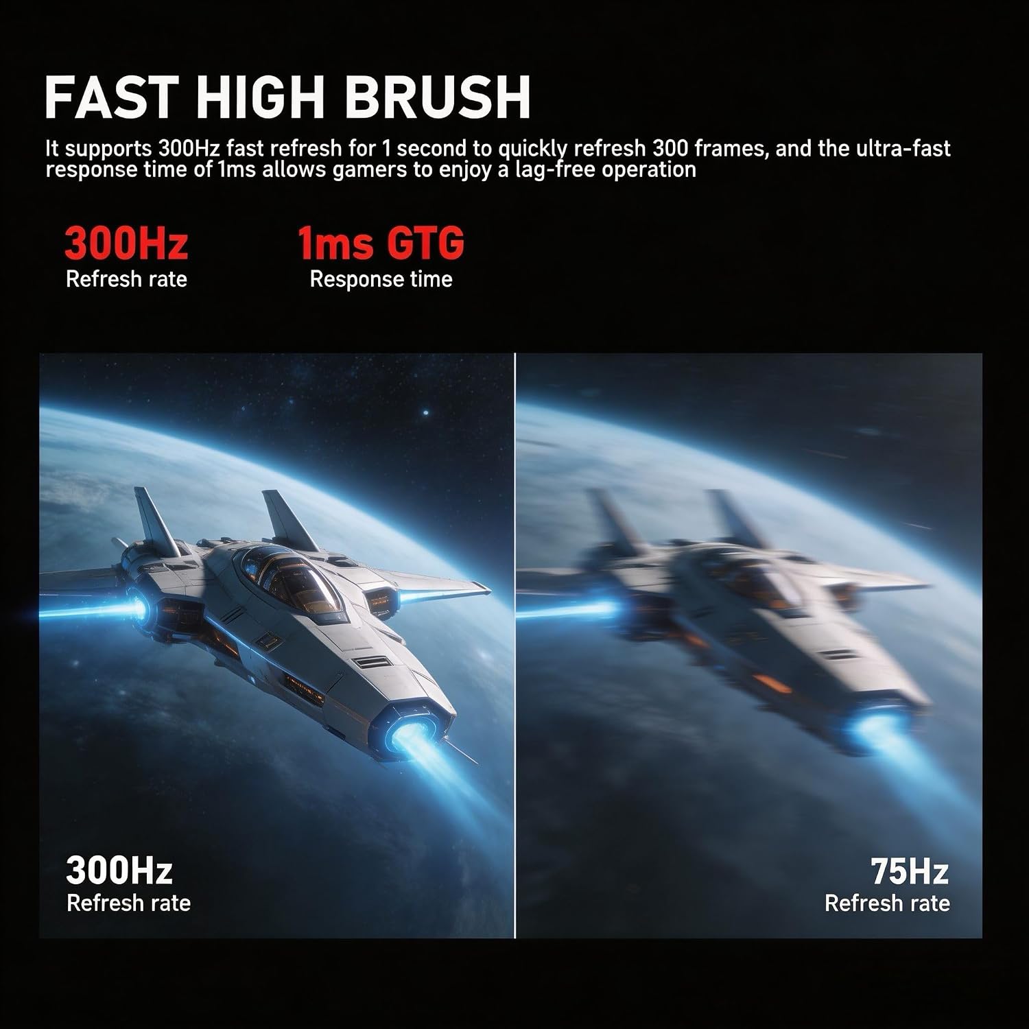 LXZ 24.5 Inch 300Hz 240Hz Gaming Monitor, FHD 1920x1080 VA Panel 1ms Computer Monitor, HDR Mode, Adaptive sync, FreeSync Compatible DP x2, HDMI x2, Ultra Thin Triangle Base, VESA 75mm x 75mm