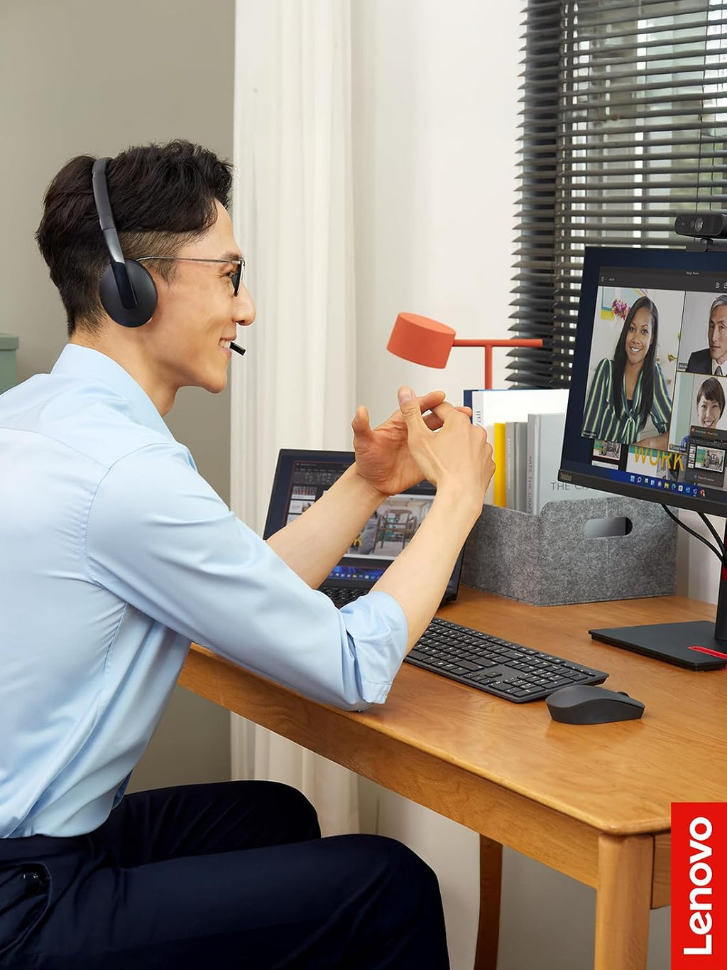 Lenovo Wired ANC Headset Gen 2 (Teams) with Active Noise Cancellation, EPOS BrainAdapt & ActiveGard Tech, Lightweight, USB-C, Plug-and-Play, Zoom Certified, Customizable, Hearing Protection