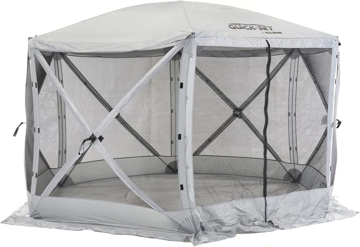 CLAM Quick-Set Pop Up Screen Tent, Escape, 11.5 ft, Instant Setup Gray Outdoor Gazebo Canopy Shelter, 6-Person Bug-Free Camping Tent for Patio, Backyard, Tailgating - Gray
