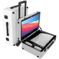 POGA LUX Compatible with PlayStation 5 Premium Portable Console Travel Case incl. Trolley and 24'' AOC Gaming Monitor - (V3 - Bluetooth Speaker Optional) White