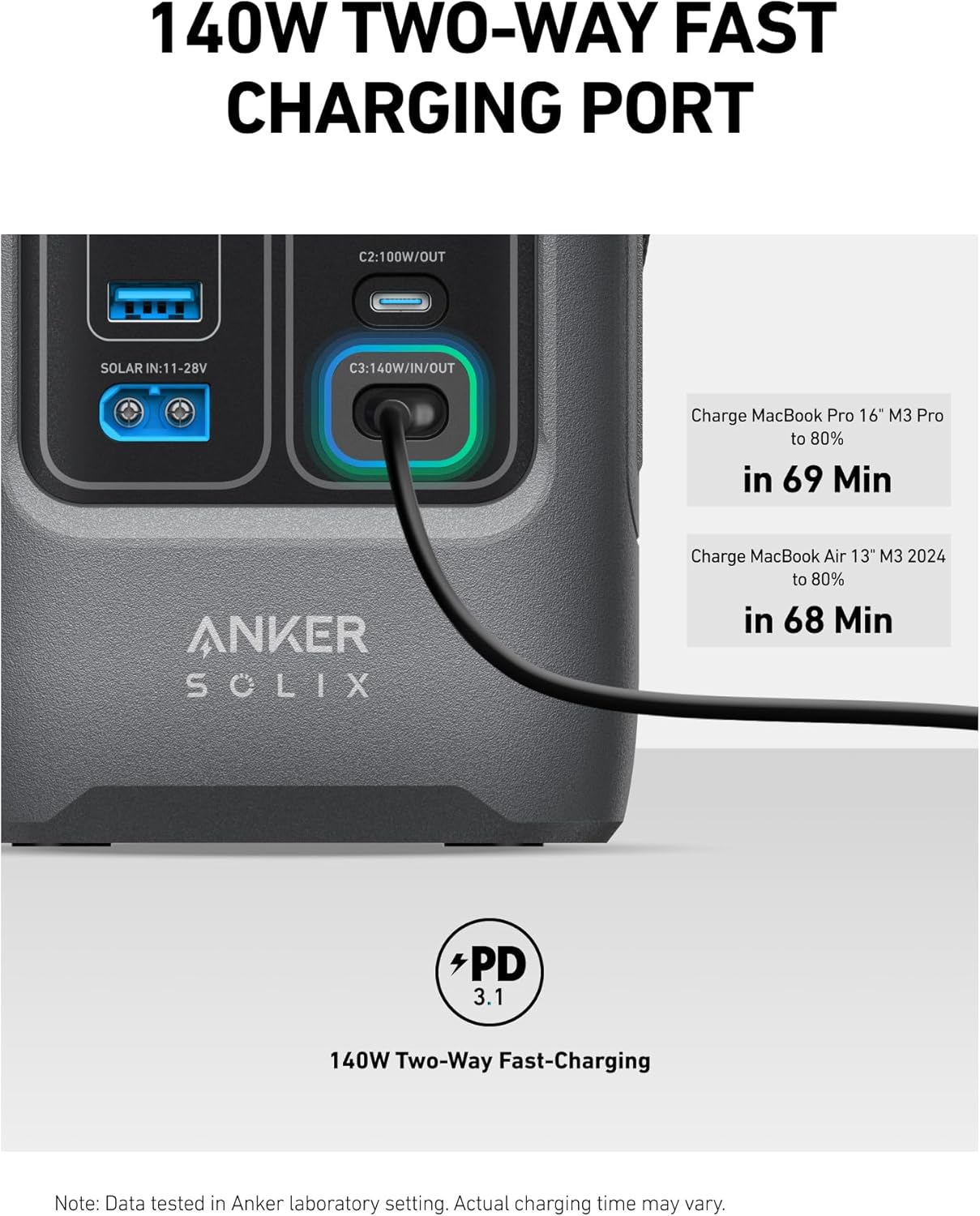 Anker SOLIX C200 DC Power Bank Station, 192Wh Portable Power Station, LiFePO4 Battery, 200W Solar Generator, for Outdoor Camping, Traveling, and Emergencies (No Wall Charger Included)