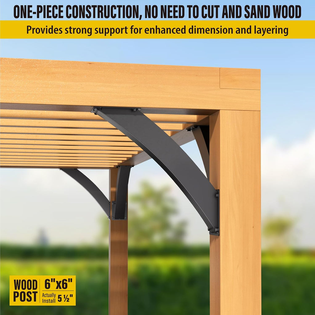 AECXM Heavy Duty 4''x4'' (Actual: 3.2''x3.2'') Arc 45° Angle Support Brackets, for gazebos, Decks, porches, Log Cabins and Other Wood Frame Degree Angle Pergola (4-Bracket)