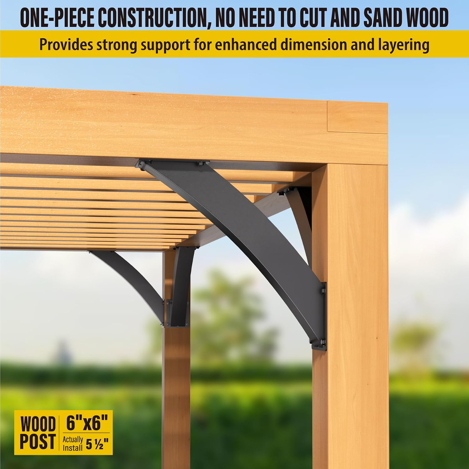 AECXM Heavy Duty 4''x4'' (Actual: 3.2''x3.2'') Arc 45° Angle Support Brackets, for gazebos, Decks, porches, Log Cabins and Other Wood Frame Degree Angle Pergola (4-Bracket)