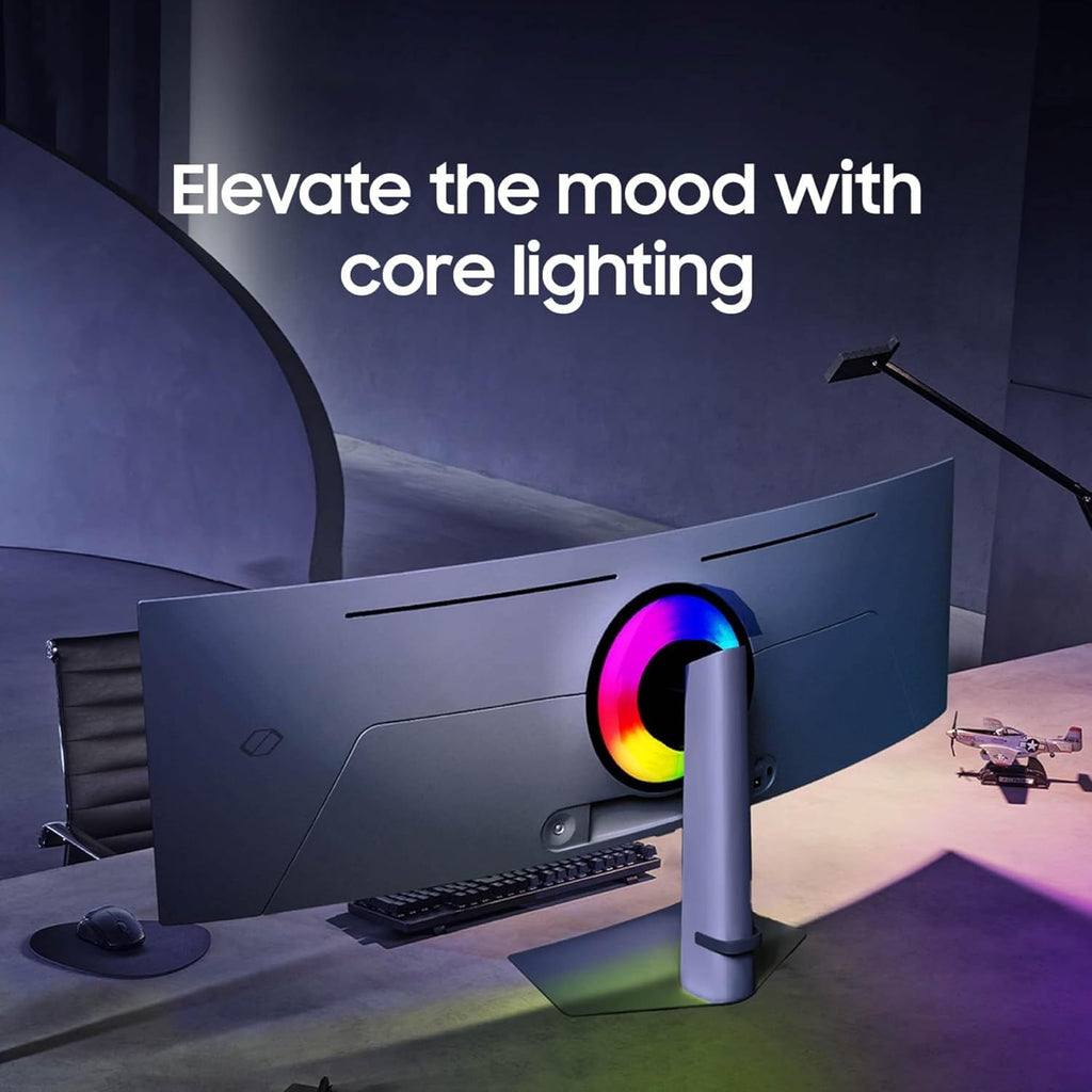 Samsung 49' Odyssey G93SC Series Curved Gaming Monitor, QD-OLED, 240Hz, 0.03ms, DQHD, G-Sync Compatible, FreeSync Premium Pro, Adjustable Stand