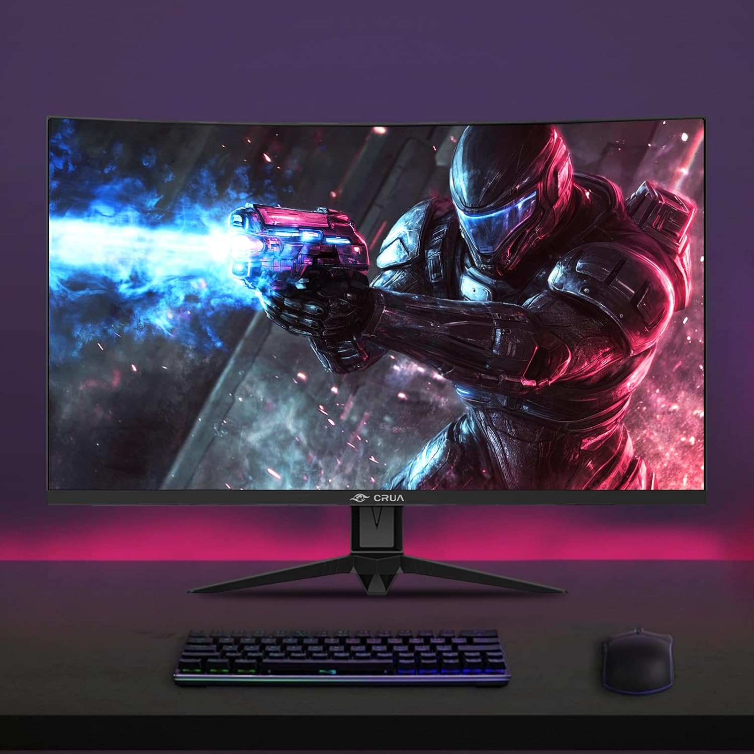 CRUA 32' Curved Gaming Monitor, 240Hz FHD 1920x1080 VA Panel, 1800R Display, AMD FreeSync, 120% sRGB, Low Blue Light, HDMI & DP, Wall Mountable PC Monitor for Gaming, Streaming & Work, Black