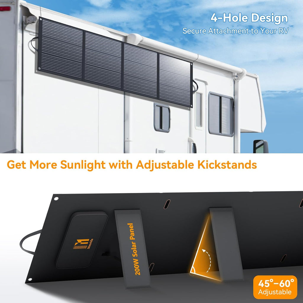 200 Watt Solar Panel IP68 Waterproof ETFE Coating Portable 24V MC4 Output Foldable Solar Panels for Power Stations Solar Generator Camping Off-Grid RV Emergency Backup Hurricane