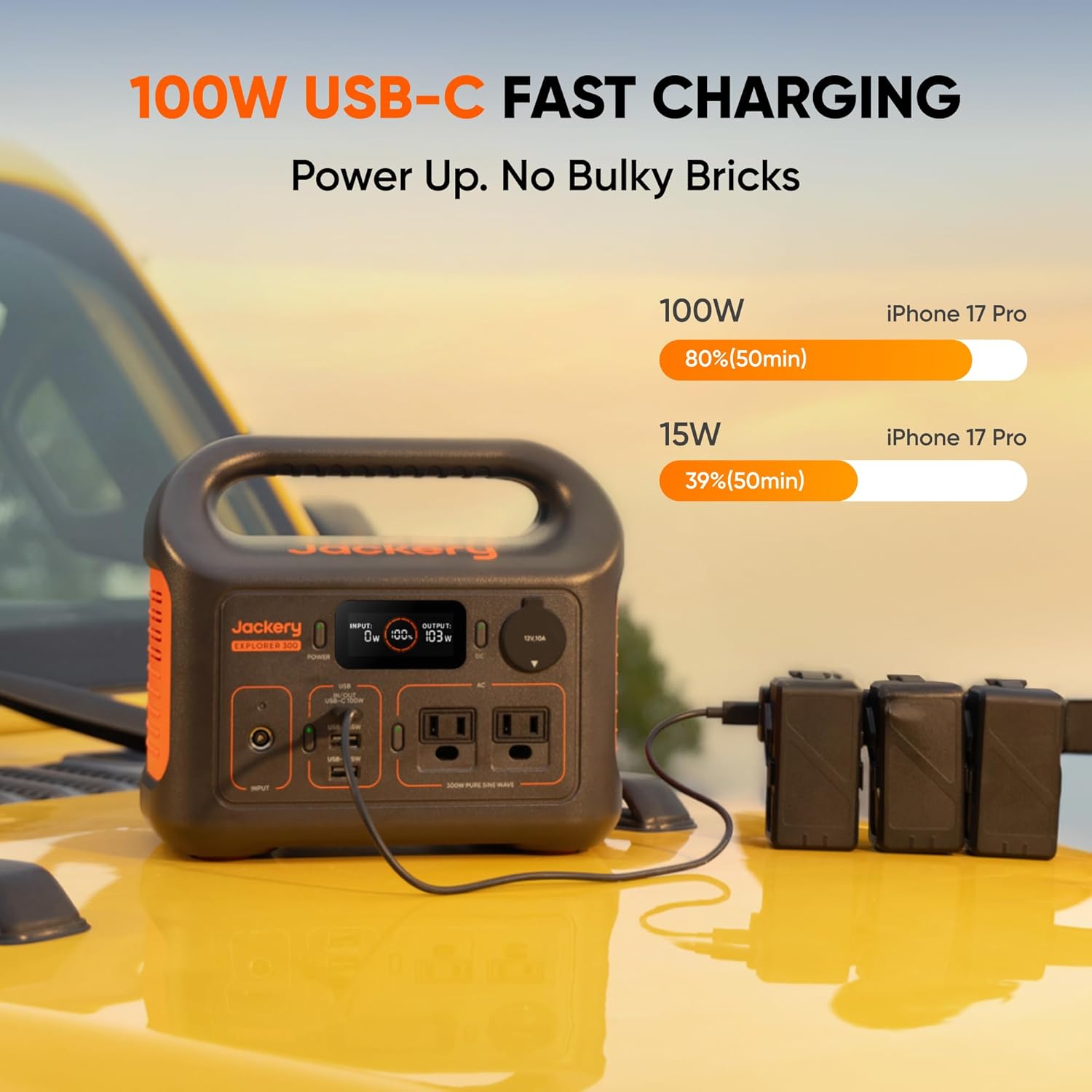 Jackery Portable Power Station Explorer 300 with Carrying Bag, 292Wh Backup LiFePO4 Battery, Solar Generator for Outdoors Camping Travel Hunting Blackout (Solar Panel Optional)