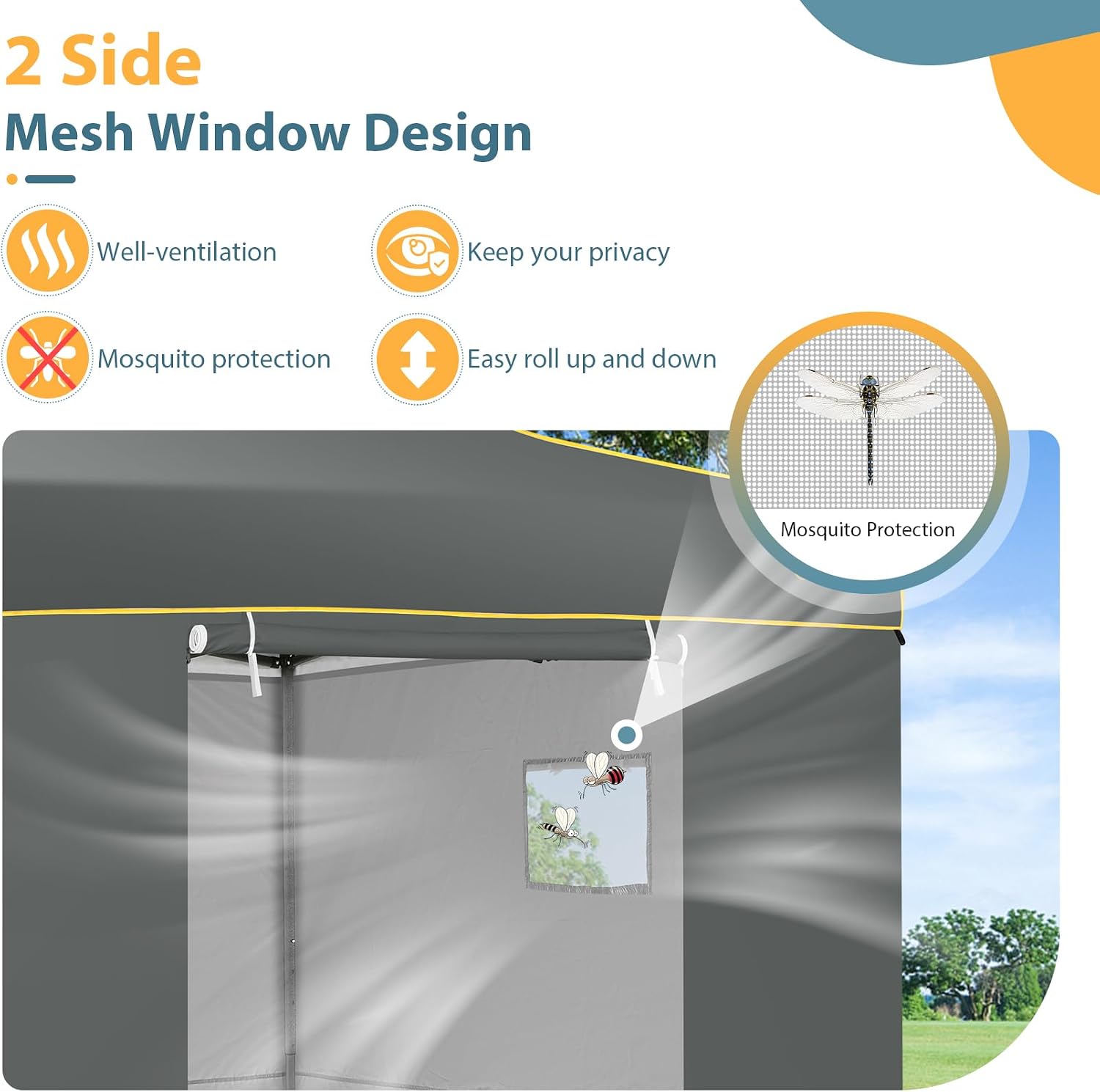 COBIZI 10x10 Pop Up Heavy Duty Canopy Tent with 4 Sidewalls, Easy Setup Outdoor Commercial Instant Tent for Parties Events Canopy with Portable Bag, Waterproof & UPF50+ (Gray)