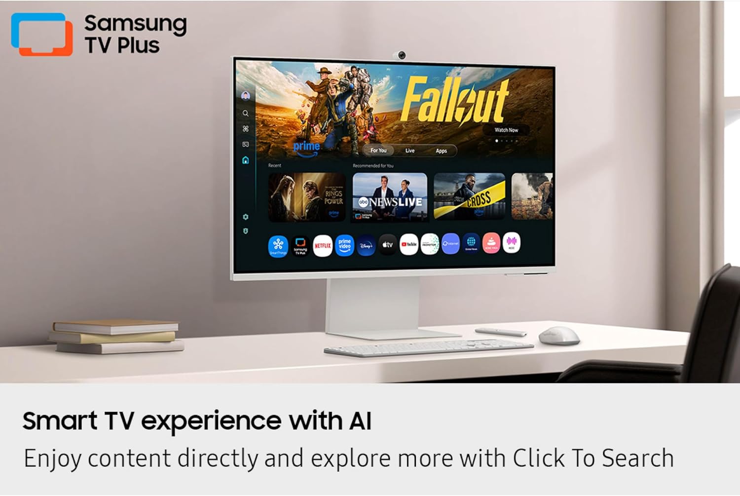 Samsung 32' Smart Monitor M8 (M80F) 4K UHD Display, Samsung Vision AI, Smart TV Apps, Gaming Hub, USB-C, HDMI and USB-A, White, LS32FM803UNXZA, 2025