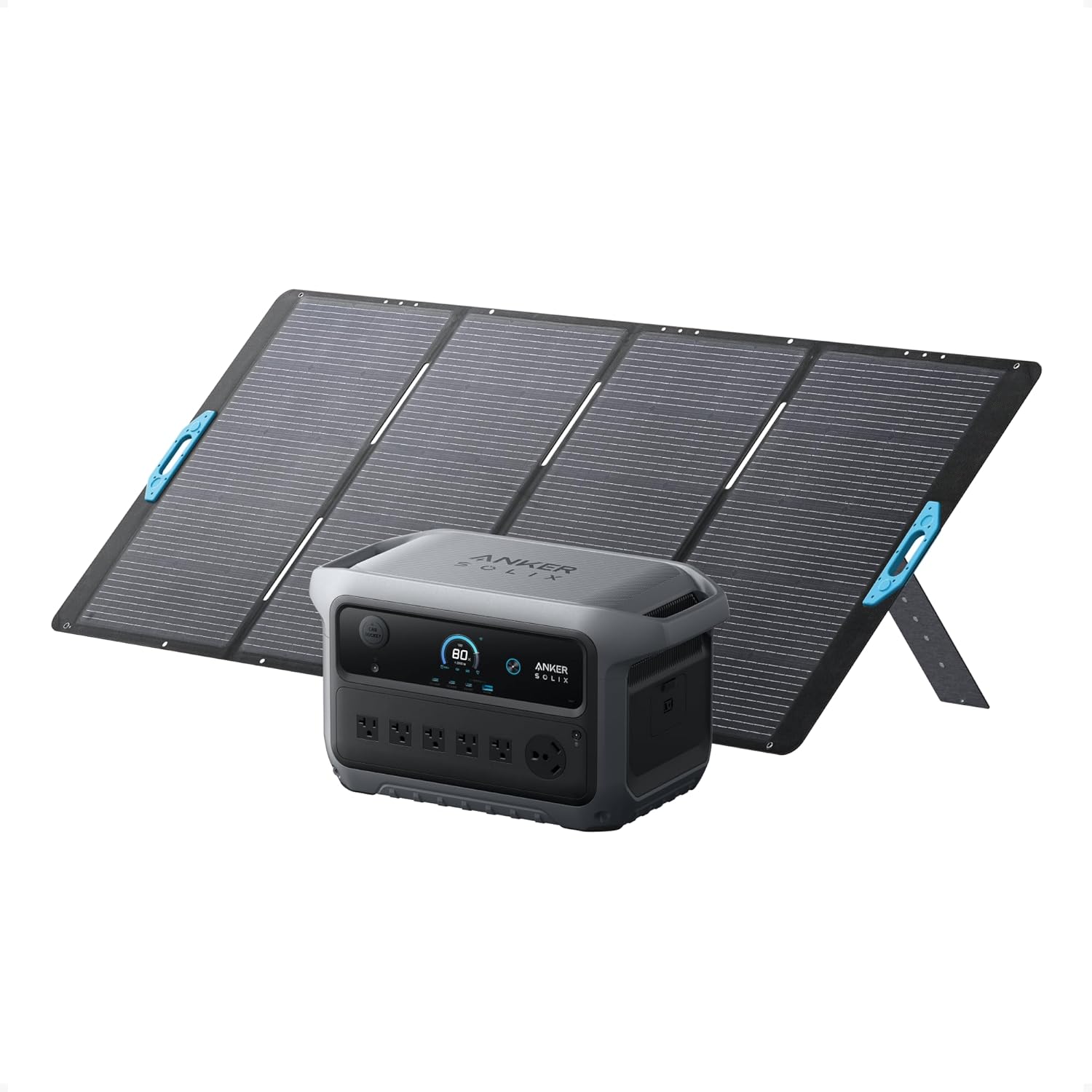 Anker SOLIX C2000 Gen 2 Portable Power Station with 400W Solar Panel, 2,400W (Peak 4,000W) Solar Generator, Full Charge in 58 Min, 2048wh LiFePO4 Battery for Home Backup, Power Outages, and Camping