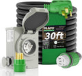 50 Amp Generator Cord 30FT and Power Inlet Box, Pre-Drilled 50 Amp Generator Inlet Box with Cord, NEMA 14-50P to SS2-50R Generator Cord Waterproof Combo Kit, ETL Listed