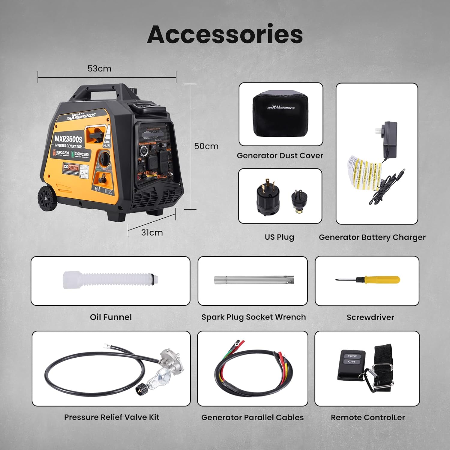 MaXpeedingrods 3500 Watt Dual Fuel Inverter Generator, Remote/Electric Start, Gas and Propane Powered for Home Backup Power, Outdoor Camping, RV Ready, EPA Compliant, Digital Display