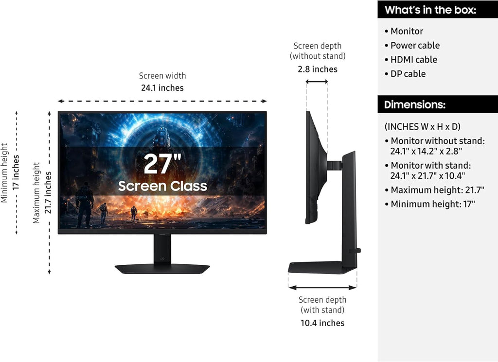 Samsung 27' Odyssey G6 G60F QHD Resolution Gaming Monitor, 350Hz Refresh Rate, Fast IPS Panel, VESA DisplayHDR™ 400, NVIDIA G-Sync Compatible, AMD FreeSync™ Premium, Ergonomic Stand, LS27FG60DENXZA