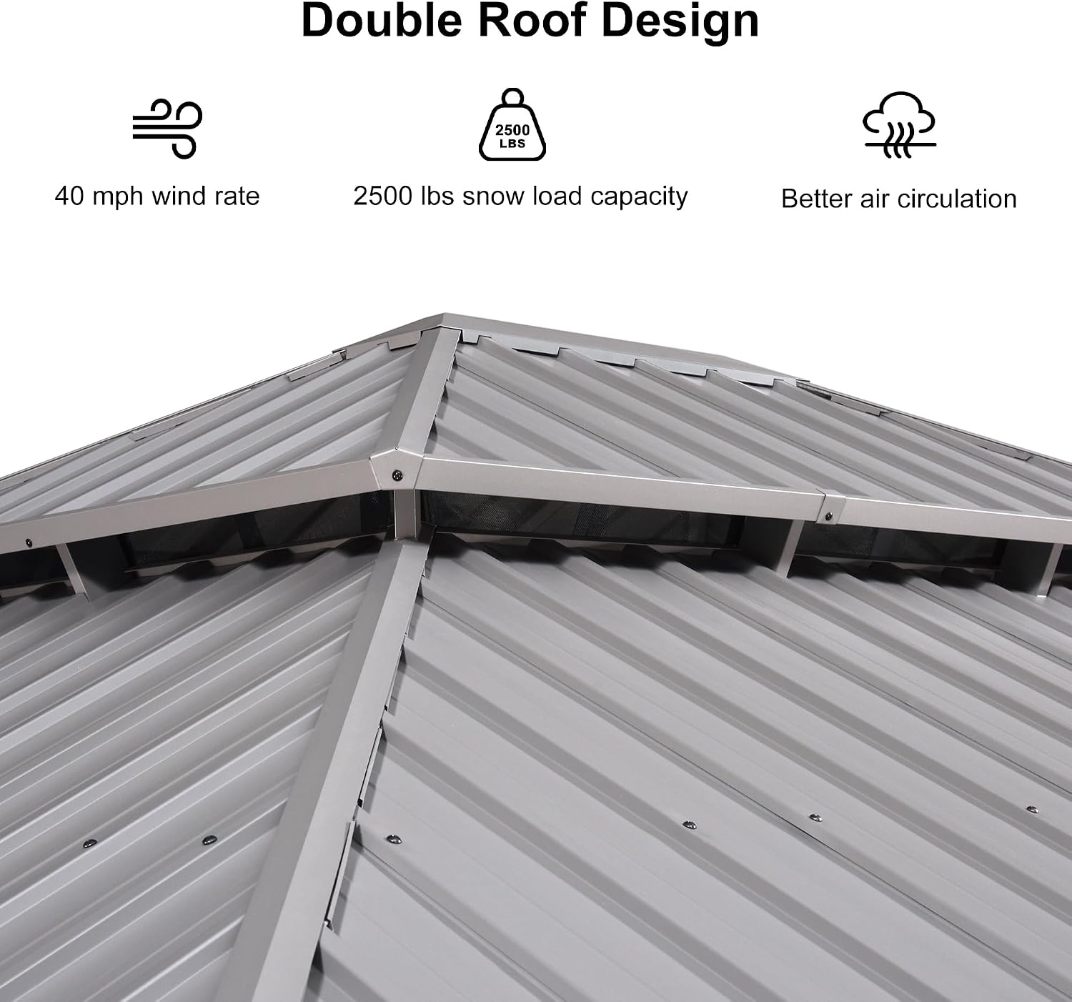 PURPLE LEAF 14' x 16' Hardtop Aluminum Gazebo with Double Metal Roof Heavy Duty Permanent Gazebo for Patio Deck Lawn Garden All Weather Outdoor Pavilion Gazebos, Light Grey