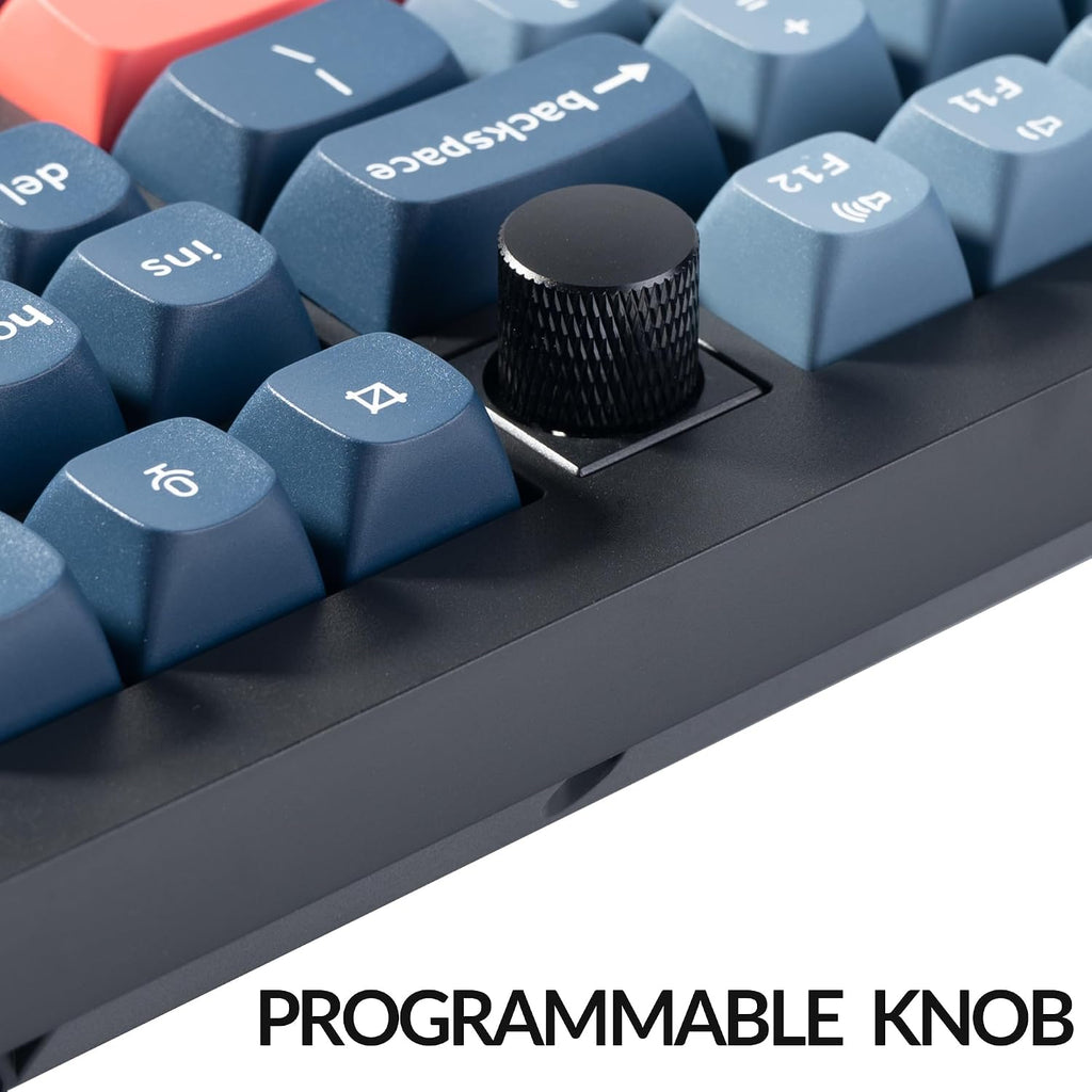 Keychron V6 Max Wireless Custom Mechanical Keyboard, 2.4 GHz Bluetooth QMK Full-Size Layout RGB with Hot-swappable Gateron Red Switch Compatible with Mac Windows Linux