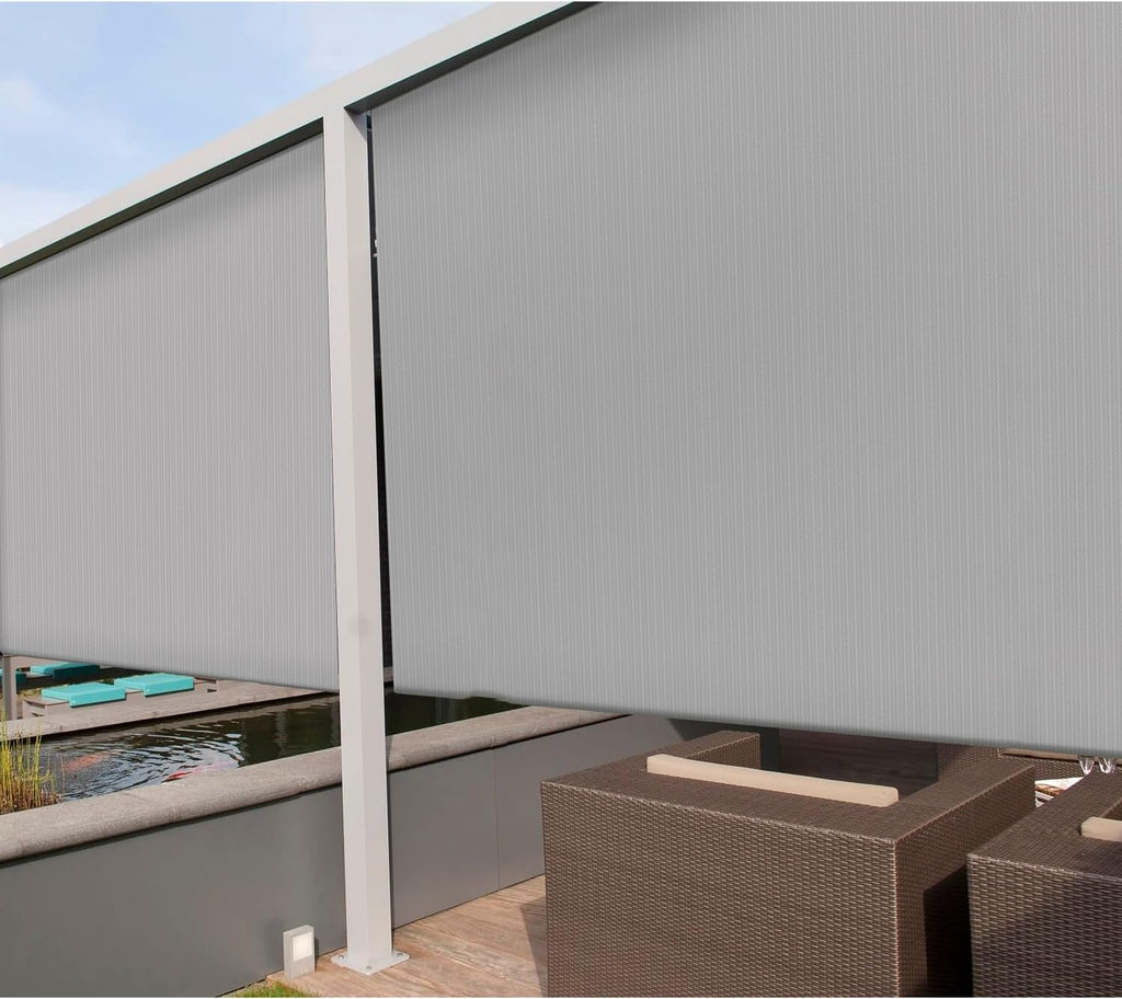 Coarbor Outdoor Roll up Shades Blinds for Porch Patio Shade Exterior Roller Window Shade Privacy Shade Screen for Deck Pergola Gazebo 4'W x 7'L Gray