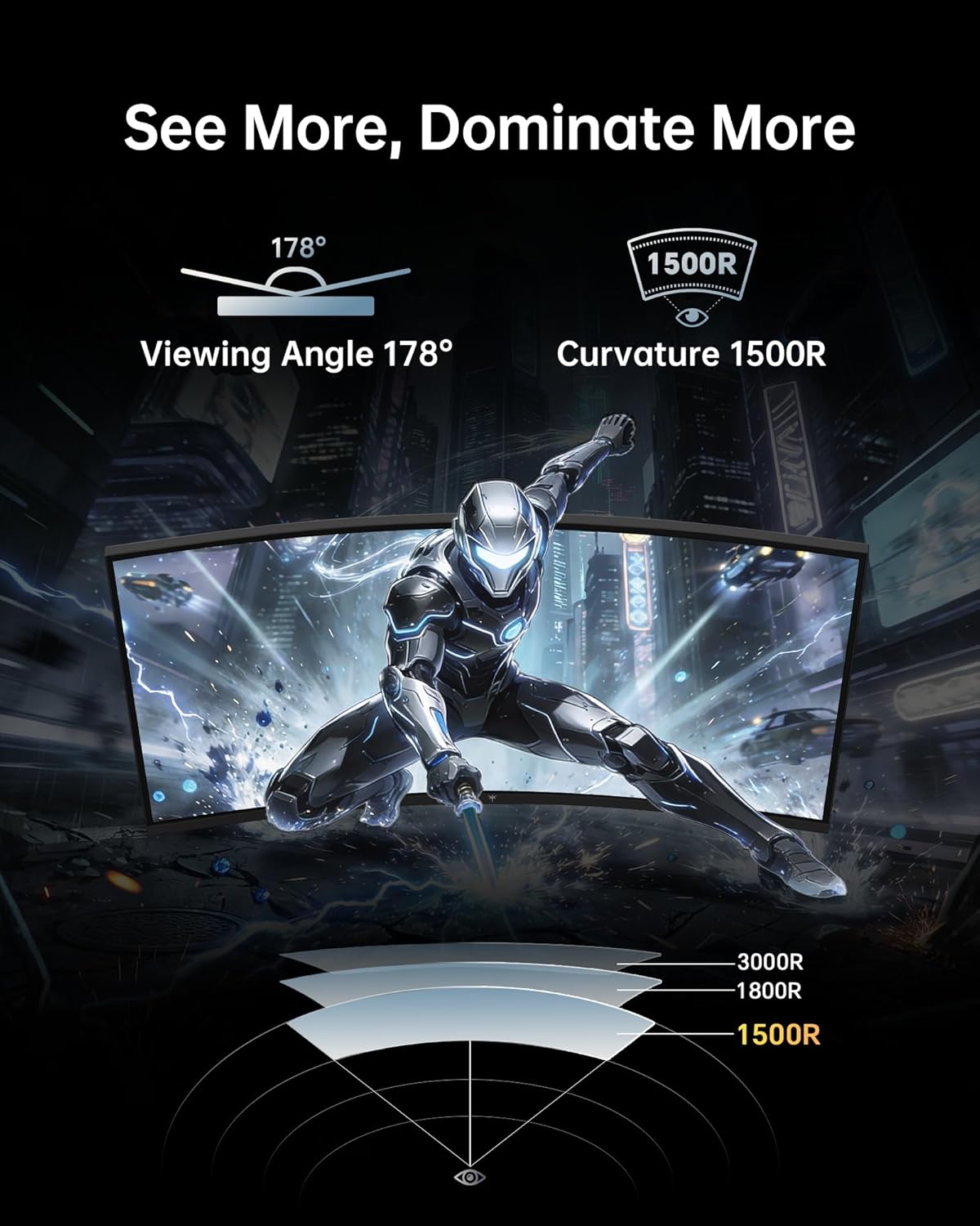 KTC 24 Inch Curved 240Hz Gaming Monitor, FHD 1500R Curved Computer Monitor 1080P, 3000:1 Contrast, Adaptive Sync, HDR, MPRT 1ms, HDMI DisplayPort, Low Blue Light, Tilt, VESA Mount, H24S17P