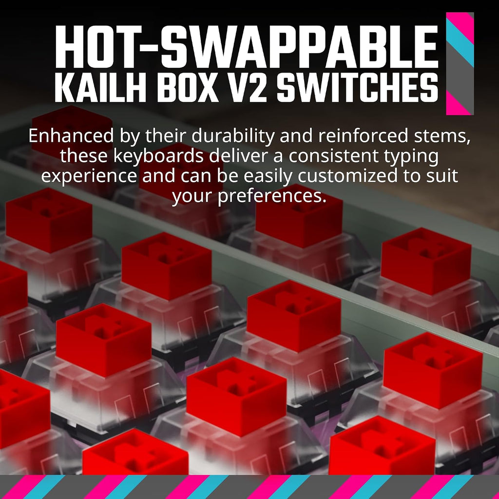 Cooler Master MK770 Macaron Wireless Mechanical RGB Gaming Keyboard, Kailh Box V2 Linear Red Switches, Gasket Structure, Hot-Swappable, Bluetooth|2.4GHz, Tactile 3-Way Dial, QWERTY (MK-770-MCKR1-US)