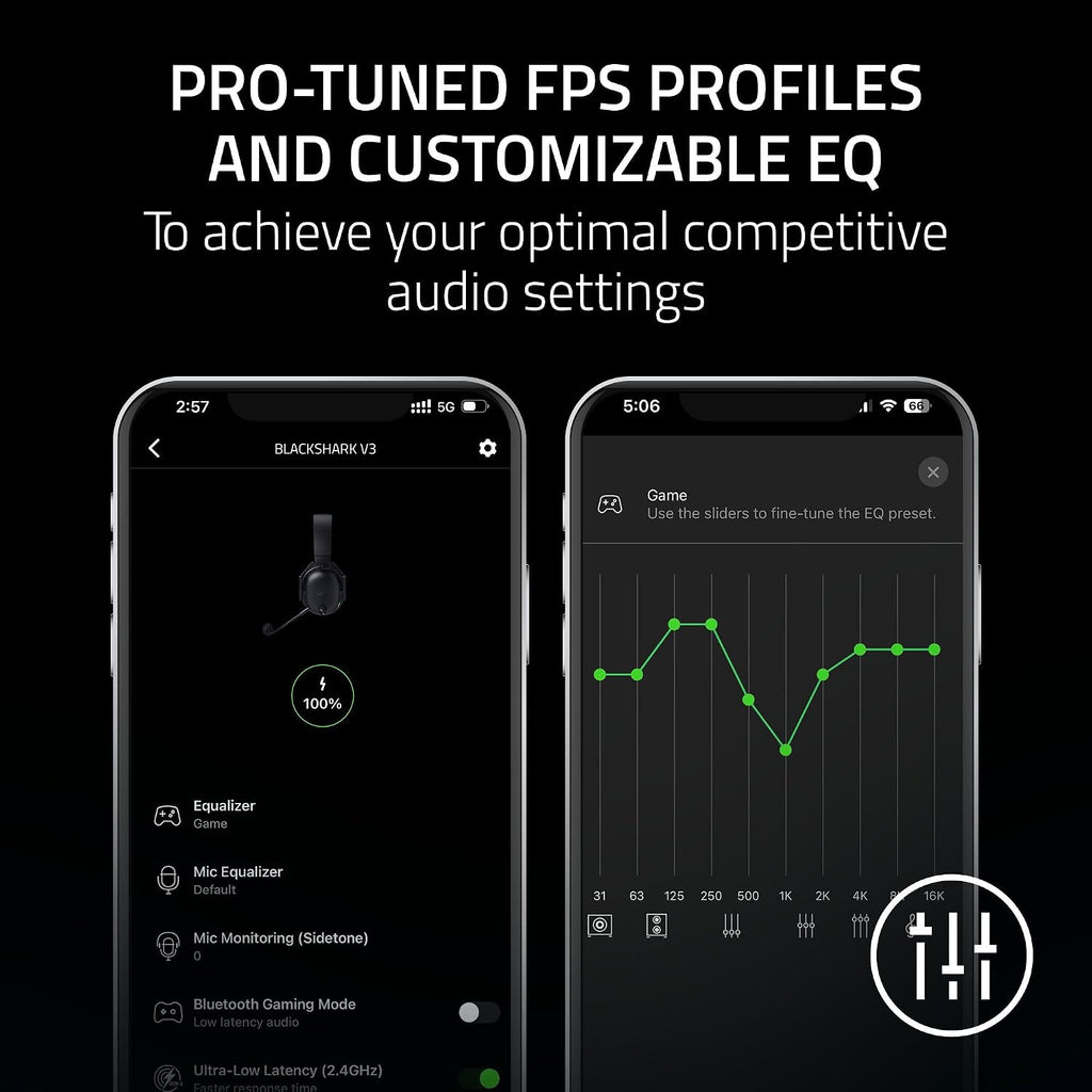 Razer BlackShark V3 Wireless Gaming Headset for PC: 50mm Drivers - Super Wideband Mic - 2.4 GHz, Bluetooth, USB - Works with Mac, PS5, Nintendo Switch, Smartphone - 70 Hr Battery - Black (Renewed)