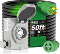30 Amp Generator Cord 50FT and Power Inlet Box, Pre-Drilled 30 Amp Generator Inlet Box with Cord, NEMA L14-30P to L14-30R Generator Cord Waterproof Combo Kit, ETL Listed