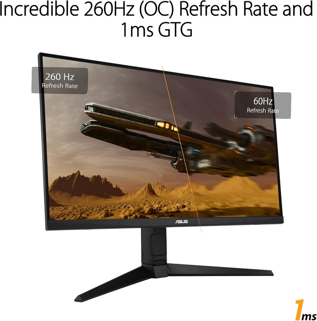 ASUS TUF Gaming 27' 1440P Gaming Monitor (VG27AQML1A) - QHD (2560 x 1440), 260Hz, 1ms, Fast IPS, Extreme Low Motion Blur Sync, G-SYNC Compatible, Freesync Premium, Variable Overdrive, DisplayHDR™ 40