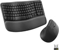 Logitech Wave Keys & Lift Vertical Mouse - Ergonomic Wireless Keyboard and Mouse Combo - with Cushioned Palm Rest, Easy-Switch, Bluetooth, for Multi-OS, Windows/Mac - Graphite