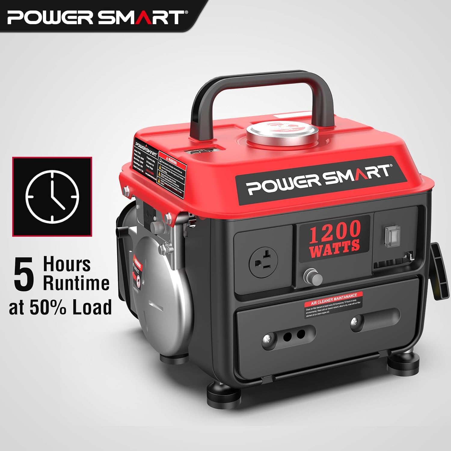 PowerSmart 1200W Portable Gas Powered Generator, 71cc 2-Stroke Single Cylinder Engine, 900W Rated, Ultralight 39 lbs for Camping, Tailgating, Fishing & Emergency Home Use, EPA Compliant