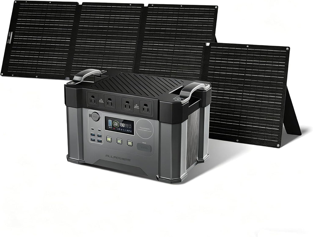 ALLPOWERS S2000 Pro Solar Generator with Panels Included, 2400W MPPT Portable Power Station with SE200 Foldable Solar Panel 200Wx2, Solar Backup Power for Van House Outdoor Camping