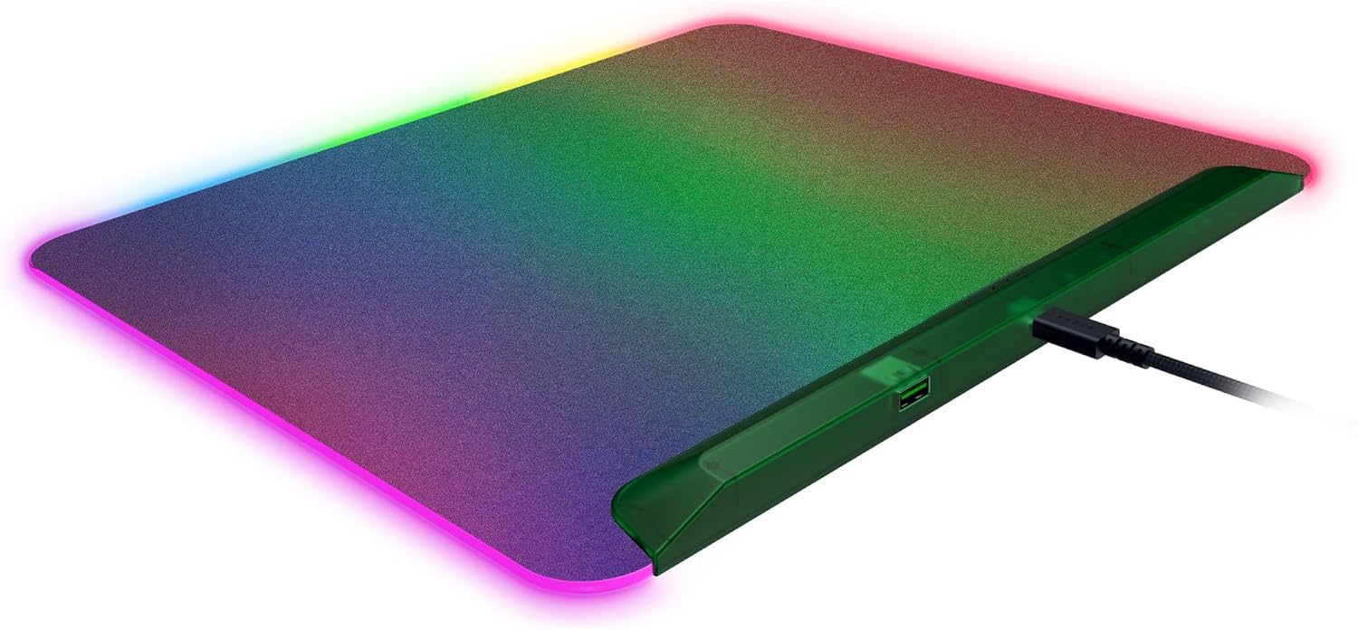 Razer Firefly V2 Pro Fully Illuminated RGB Gaming Mouse Mat: Backlit Design - 15 Zone Chroma Lighting - USB 2.0 Port - Detachable USB Type C Cable - Micro Textured Surface - Anti Slip Base