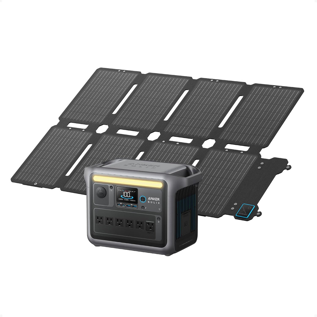 Anker SOLIX C1000 Portable Power Station with 100W Solar Panel, 1800W Solar Generator, 1056wh LFP (LiFePO4) Battery, 6 AC Outlets, Up to 2400W for Home, Power Outages, and Outdoor Camping