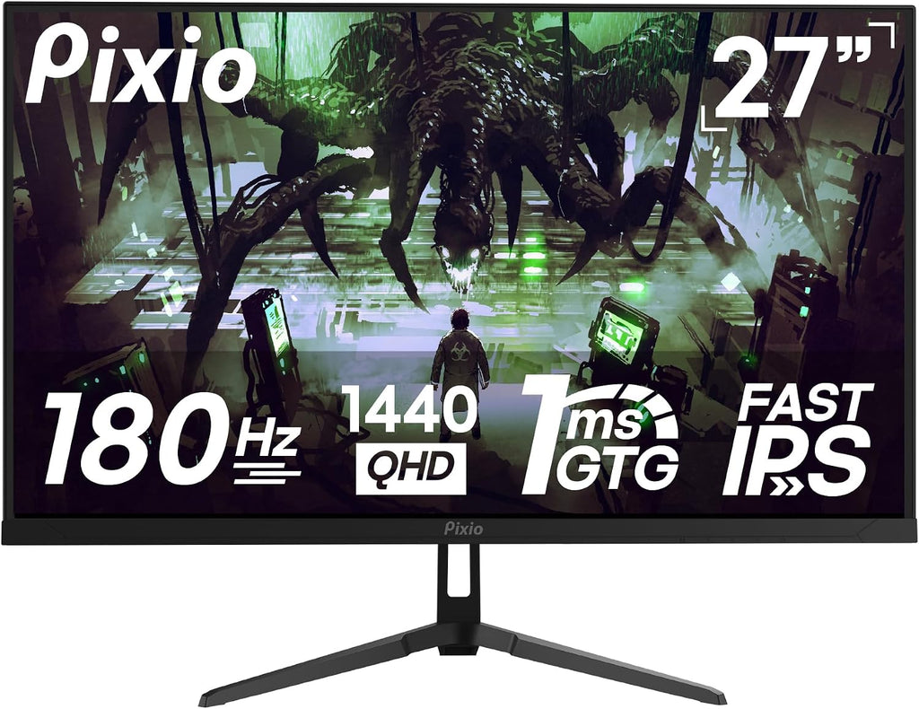 Pixio PX278 Wave 27 inch 180Hz Refresh Rate Quad HD 1440p Resolution Fast IPS Panel 1ms GTG Response Time Built-in Speakers Gaming Monitor with AMD FreeSync