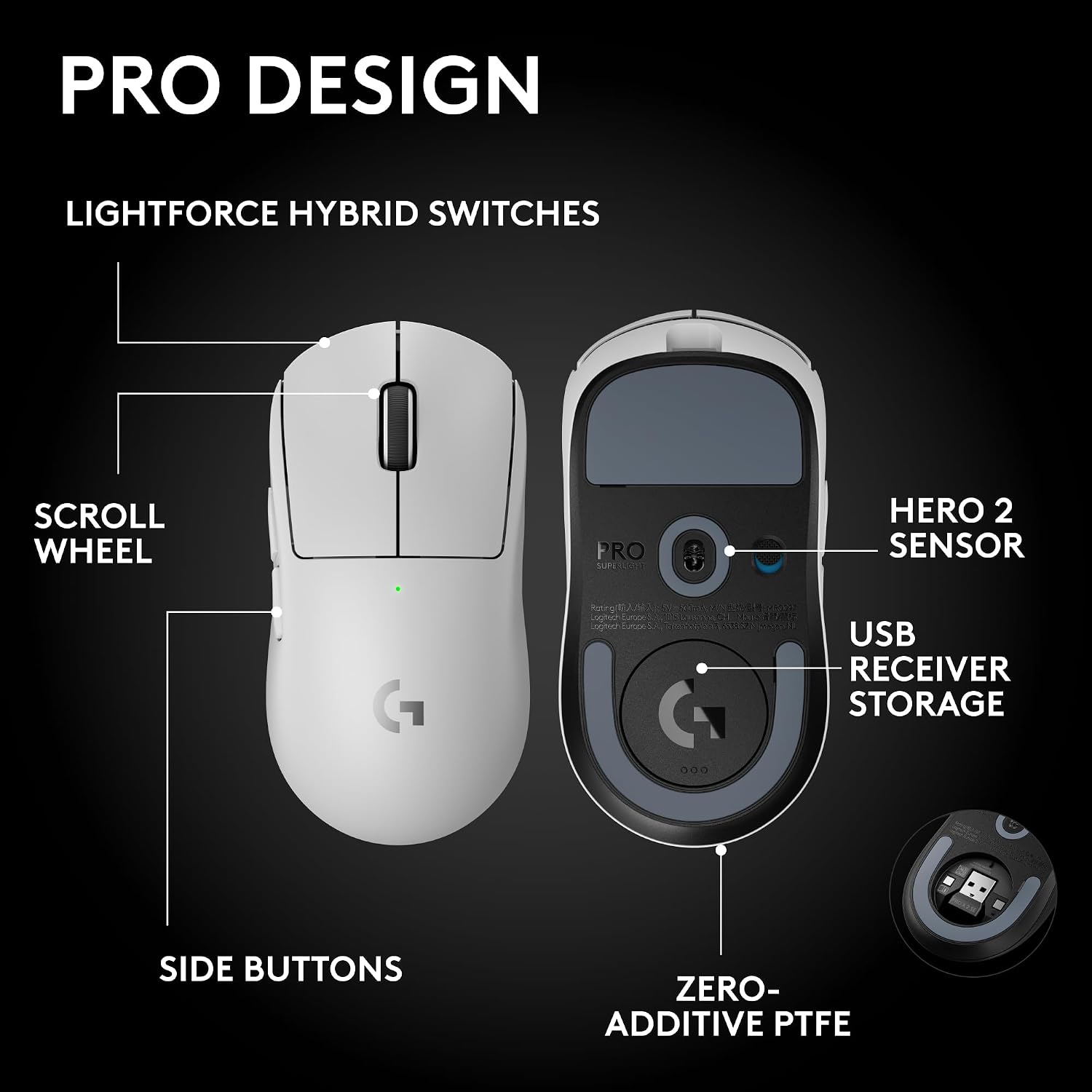 Logitech G PRO X Superlight 2 SE Wireless Gaming Mouse, 60 g pro-Grade Mouse with 5 programmable Buttons, 44K DPI Sensor, 888+ IPS, 1 kHz Report Rate, USB-C Charging for PC/Mac - White
