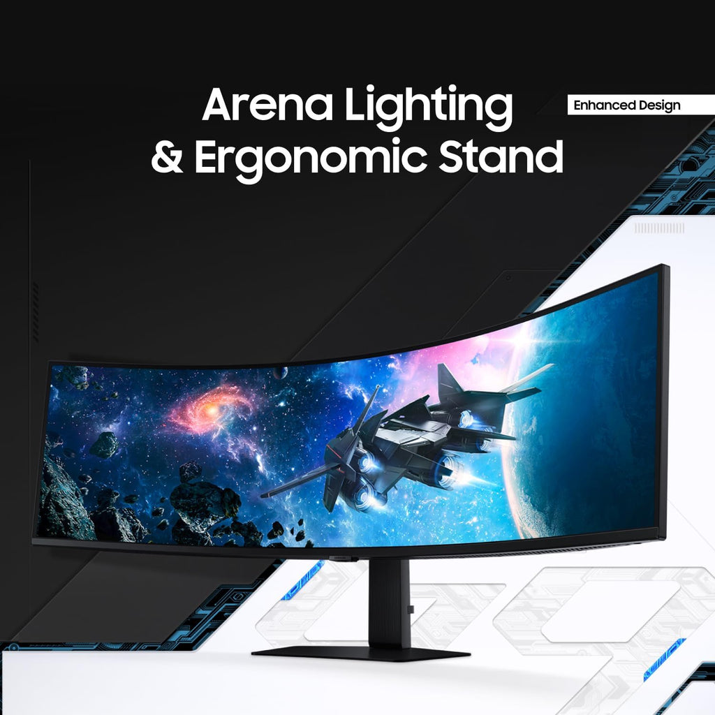SAMSUNG 49' Odyssey G9 (G95C) Series DQHD 1000R Curved Gaming Monitor, 240Hz, 1ms(GtG), DisplayHDR 1000, AMD FreeSync Premium Pro, Eye Saver Mode, Auto Source Switch+, LS49CG950ENXZA, 2024