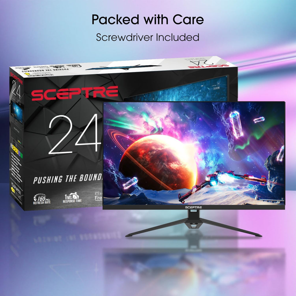 Sceptre IPS 24' Gaming Monitor 165Hz 144Hz Full HD (1920 x 1080) FreeSync Eye Care FPS RTS DisplayPort HDMI Build-in Speakers, Machine Black 2020 (E248B-FPT168),IPS 24' 165Hz