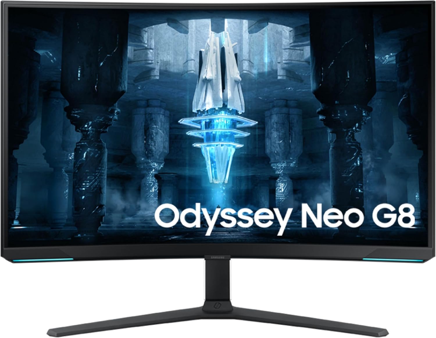 Samsung 32' Odyssey Neo G8 (G85NB) 4K UHD 240Hz 1ms G-Sync 1000R Curved Gaming Monitor, Quantum HDR2000, AMD FreeSync Premium Pro, Matte Display, DisplayPort, Black & White, LS32BG852NNXGO