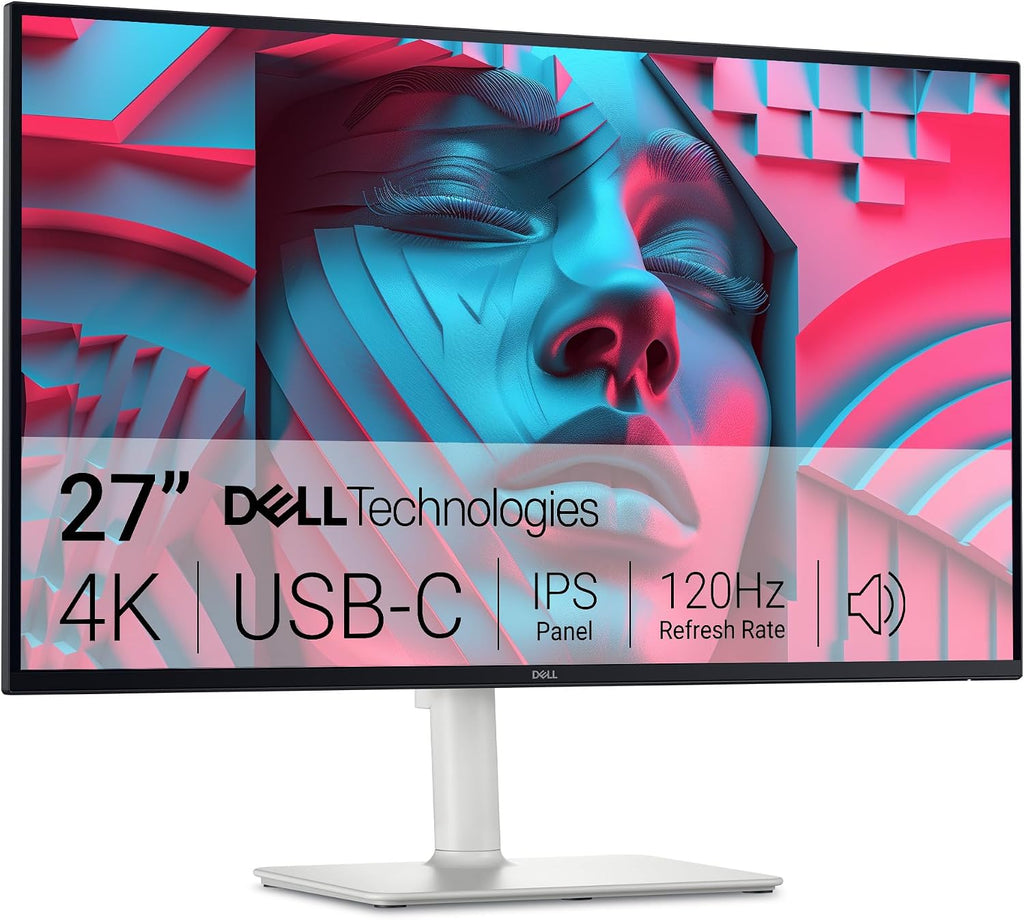 Dell S27 Series 27' 4K Monitor (3840 x 2160) 120Hz, AMD FreeSync Premium, sRGB 99%, 1500:1 Contrast Ratio, Integrated 2x5W Speaker, Height/Tilt/Swivel/Pivot, HDMI/USB-C- Ash White