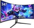 ZZA 34 Inch Curved Gaming Monitor, 3440x1440 UltraWide WQHD 240Hz, 1ms, Adaptive-Sync, HDR Display, 1500R, Bezel-Free Design, Eye Care, VESA Mount, for Gaming, Work, Streaming, Coding, Home Office