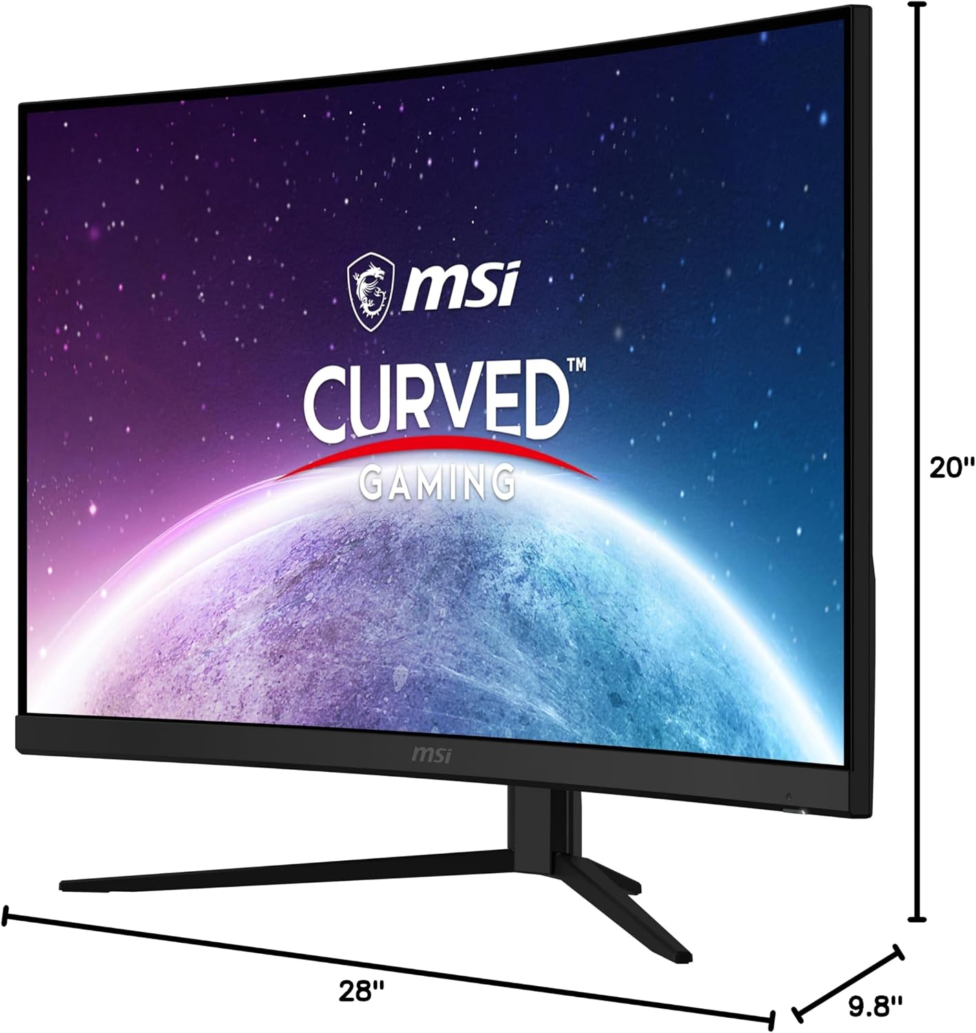msi G32C4X, 32' Gaming Monitor, 1920 x 1080 (FHD) Curved Gaming Monitor, 1 ms, 250Hz, FreeSync, 1500R, HDMI, DisplayPort, Tilt Adjustable.