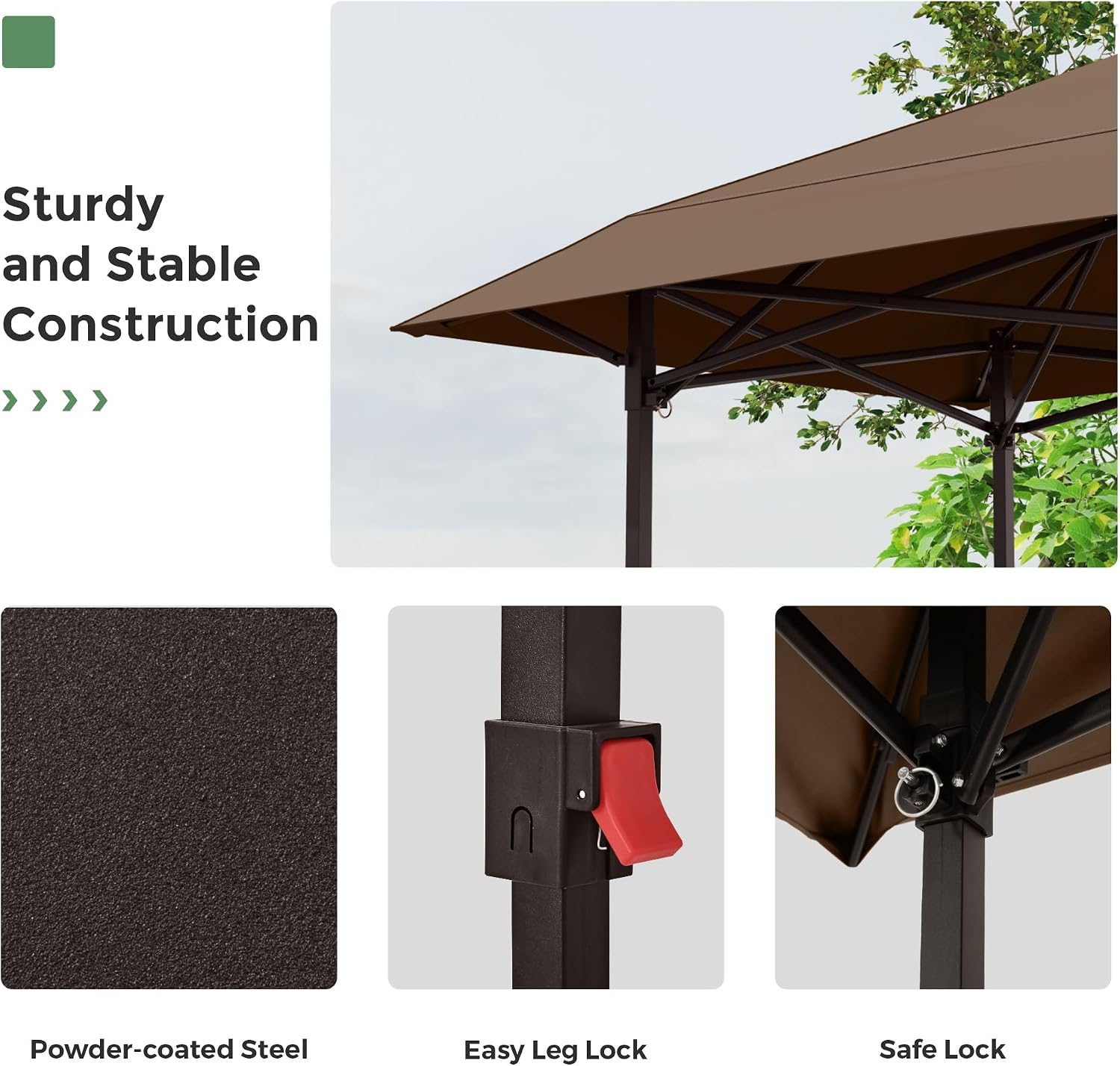 8×5 FT Pop Up Grill Gazebo, Outdoor Grill Canopy with Vented Roof & Side Shelves, Large Portable Canopy for Outdoor Barbecue, Backyard, Patio, Easy Set up, Brown