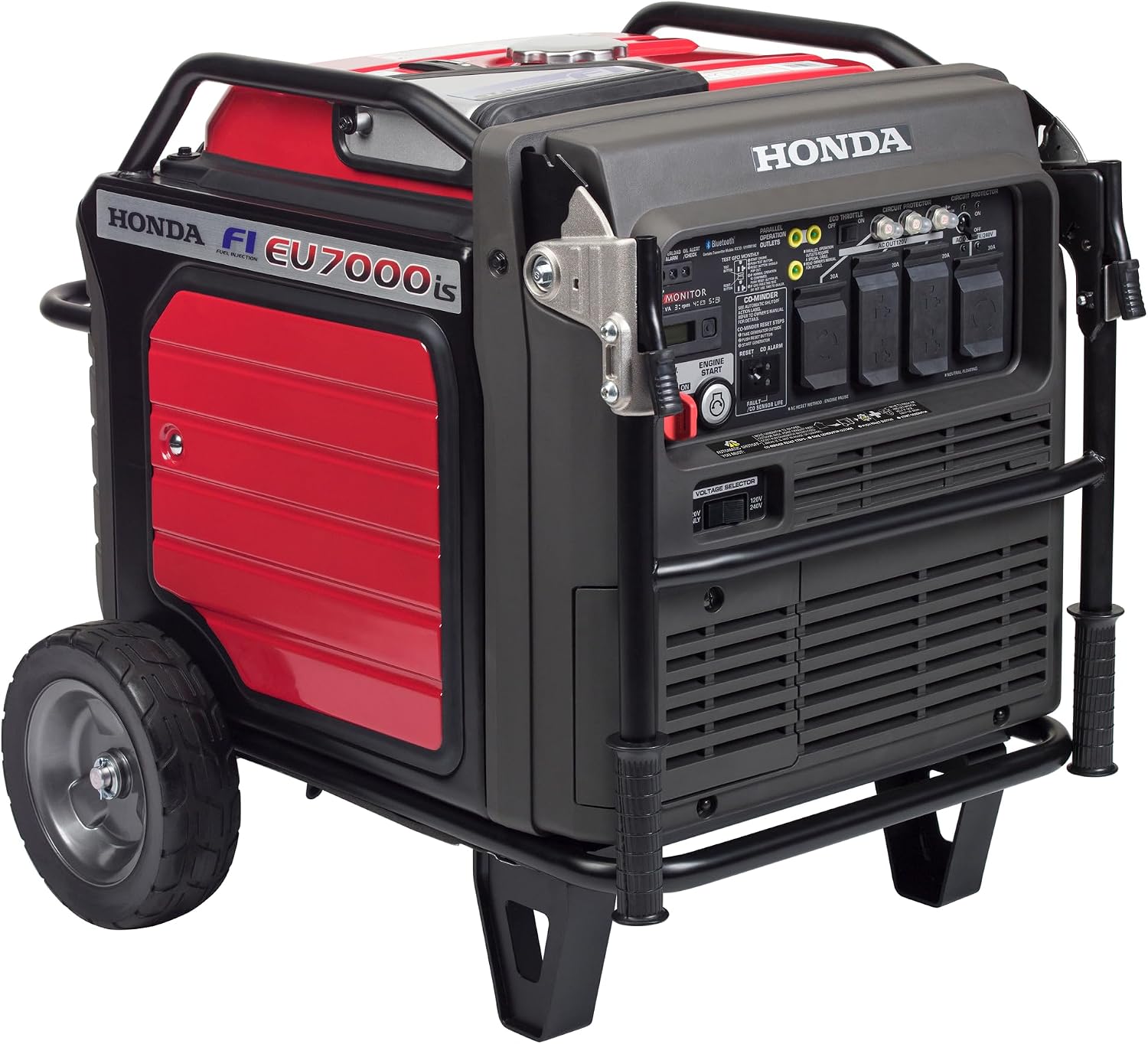 Honda EU7000iS 7000 Watt Inverter Generator, Super Quiet 120/240V Gas Powered Portable Generator for Camping, RV, Tailgating, or Home Backup Power Supply, Up to 16 Hour Run Time (EU7000ISNAND)