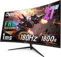 27 Inch Curved 180Hz Gaming Monitor, 1800R Curved Gaming Monitor, 1ms MPRT, FHD(1920×1080P), Freesync, HDMI2.0,DP1.4, VESA Mountable(DP&HDMI Cable Incl.)